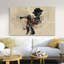 Nordic Modern Artist Trumpeter Woman Painting Abstract Poster Canvas Picture For Living Room And Restaurant Home Wall Decor