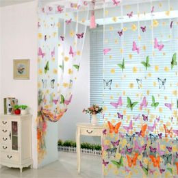 Butterfly Sheer Curtains For Living Room Bedroom Leaves Curtain Tulle Window Treatment Voile Drape Valance Treatments Drap & Drapes