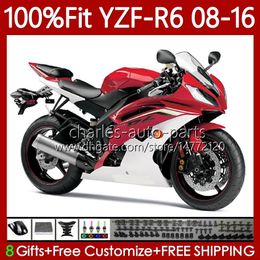 White red Injection Fairings For YAMAHA YZF-R6 YZF R6 600 R 6 YZF-600 YZFR6 08 09 10 11 12 2013 2014 2015 2016 99No.157 YZF600 2008 2009 2010 2011 2012 13 14 15 16 OEM Body