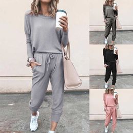 Hooded Tracksuit Women 2 Pcs Running Set 2021 Patchwork Joggers Suits Workout Clothes Loose 1/4 Zipper Sweatshirts Sportswear Y0625