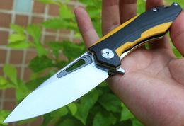 Fast shiped Flipper Folding Knife D2 Satin Blade Two-tone G10 + Stainless Steel Handle Ball Bearing EDC Pocket Knives