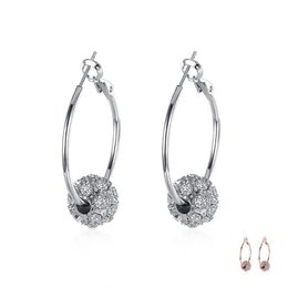czech jewelry UK - Gold Hoop Earrings For Women Round Ball Inlay Czech Crystal Earring Elegant Prom Fashion Jewelry Gifts 2021 Arrival & Huggie