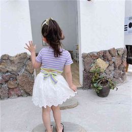 Summer Arrival Girls Fashion Princess Suit Kids Top+skirt Sets Clothes 210528