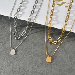 Chains Cute Simple Chain Link Necklace Pendant Women Silver Color Fashion Goth Jewelry Party Punk Maxi Collier Long Gift