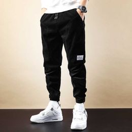 Autumn Ly Designer Fashion Men Jeans Loose Fit Casual Caorduroy Cargo Pants Korean Spliced Hip Hop Joggers Wide Leg Trousers