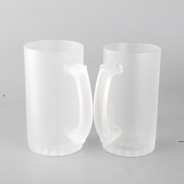 new Sublimation Blank Wine Glasses Transparent Frosted Glass Beer Steins Creative Personality DIY Mug Household Bar Supplies 16oz EWA5222