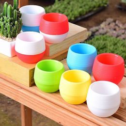 Mini Round Plastic Unbreakable Succulent Plant Flower Pot Garden Home Office Desktop Micro Landscape Decor JJE10151