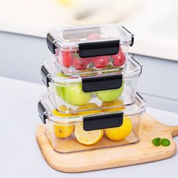 High-End Household Transparent Food Storage Foods Container Fresh-Keeping Refrigerator Plastic Box Lunch Fruit Sealed Box Leak-Proof Convenient To Go Out XG0184