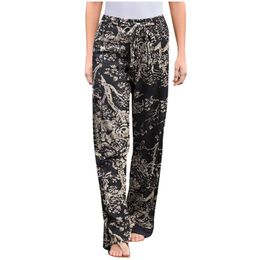 Women Casual Cotton Linen Pants Plus Size 4XL Comfy Soft Floral Printed Drawstring Wide-Leg Pants Trousers Sweatpants A40 Q0801