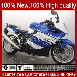 Motorcycle Bodywork For BMW K White blue hot 1200 K1200 S 1200S 2005 2006 2007 2008 2009 2010 Body 28No.74 K1200-S K-1200S 05-10 K1200S 05 06 07 08 09 10 Fairing + Tank cover