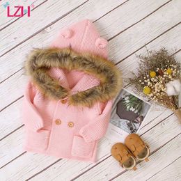 LZH 2021 Autumn Infant Hooded Knitting Jacket For Baby Clothes Newborn Coat For Baby Boy Girls Jacket Winter Kids Baby Outerwear H0909