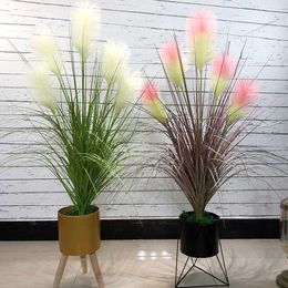 Artificial Plants Large Onion Grass Fake Reed Ornaments 5 Heads Large Artificial Tree Balcony for Flower Arrangement Decoration 210624