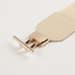 Belts Gold Buckle Belt For Women Fashion Wide Elastic Girdle Black Beige Colour Dress And Coat Gift Cummerbunds292v