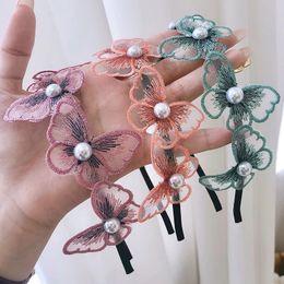 Fairy Embroidery Butterfly Crystal Pearl Headbands For Women Girls Flower Hair Accessories Colourful Hairband Head Wrap Hair Band