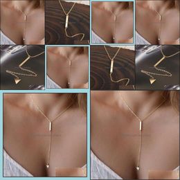 Pendant Necklaces & Pendants Jewellery Wholesale Women Aessories Thin Necklace, Small Triangle Simple Diy Necklace Drop Delivery 2021 Wtv9L