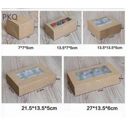 Kraft paper Cookie cake Packaging Box with plastic pvc window for Candy Biscuit Chocolate Paper Carton cardboard gift box 210325