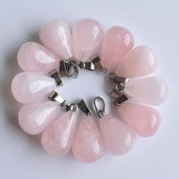 Natural Stone charms Drop Tiger's Eye Rose Quartz opal Pendant Rose Quartz Pendants Chakras Gem Stone fit earrings necklace making assorted