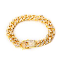 2021 Trend ing Men's Fashion Hip Hop Big Gold Diamond Cuban Chain Bracelet Hand Accessories