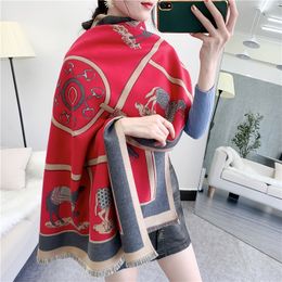 Winter Gifts European and American Trend Scarves Cashmere Blended Thickened Warm Women's Dual-purpose Shawl