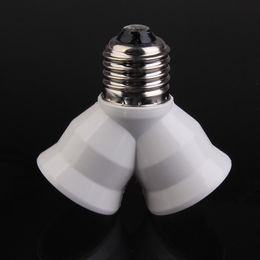 E27 To 2-e27 Lamp Holder Converter White Colour Fireproof Material Converters Socket Conversion Light Bulb Base