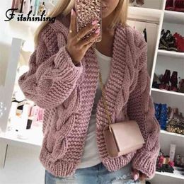 Fitshinling Vintage Twist Cardigan Women Sweater Knitwear Autumn Winter Open Stitch Top Solid Slim Long Sleeve Cardigans 210918