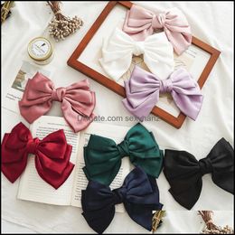 Hair Clips & Barrettes Jewelry Sweet Solid Color Big Bow Hairpins For Girls Fashion Women Three Layers Satin Hairgrip Aessories Headwear 206