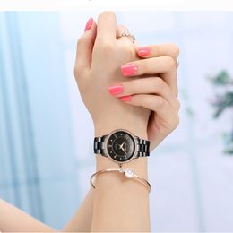 SUNKTA Crystal Diamond Black Ceramic Women Watch Top Brand Luxury Waterproof Watch Women Dress Quartz Clock Relogio Feminino+Box 210517