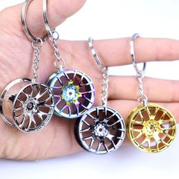 Party Favor designer car wheel keychain Gold silver black colorful creative Zinc alloy wheels key chain pendant gift