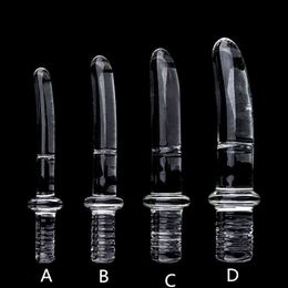 NXY Vibrators Diameter16/20/25/30mm Big Crystal Handle Glass Dildo Realistic Artifical Anal Stimulation Sex Toys s For Women 1120