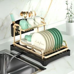 2tier Dish Drainer Cutlery Plates Bowls Holder Kitchen Rack IN 3COLOR Raddan New 