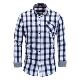 Fredd Marshall Spring Plaid Brand Men Clothes Slim Fit Men Long Sleeve Shirt Men Cotton Casual Mens Shirts Plus Size FM158 210527