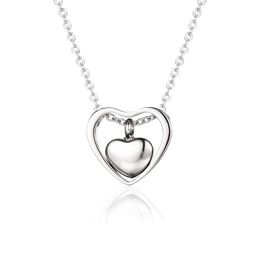 Pendant Necklaces Stainless Steel Pet Ashes Necklace Openable Double Heart Commemorative Jewelry