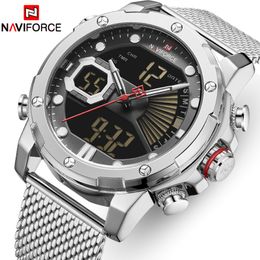 Mens Watch Top Luxury Brand NAVIFORCE Military Sports Quart Watches Men Waterproof Chronograph Male Clock with LED Display Reloj 210517