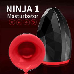 Nxy Sex Masturbators Men Automatic Male Masturbator Cup Realistic Tip of Tongue and Mouth Vagina Blowjob Stroker Vibrating Oral Toy 1208