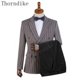 Men's Suits & Blazers Tourdike (Jacket+Black Pants) Custome Made 8 Style Arrival Pink Stripe Men Suit Wedding Bridegroom Casual Wear High Qu