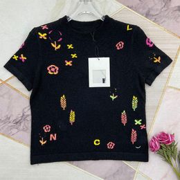 213 L 2022 Runway Autumn Brand SAme Style Sweater Short Sleeve Black Pullover Crew Neck Top Fashion Clothes High Quality Womens yuecheng