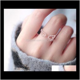 Adjustable Angel Wings Ring Micro Pave Zircon Goldcolor For Women Fashion Jewelry Bague Femme Female Gifts 0Sg6M Band Cbz3W