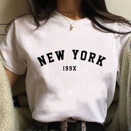 Women York Letter Womens T-shirt Printing Harajuku Tshirts Summer Simple White For Lady Top Tee Hipster