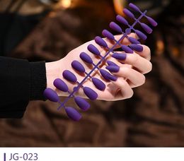 quality matte purple colors Manufacturers price pointed a nail strips article 24 piece frosted finished wear nail nail Full Cover Tips False Nails