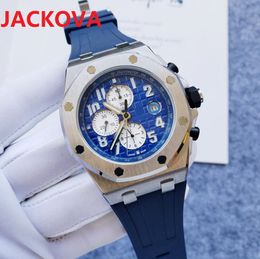 factory mens automatic mechanical watches stopwatch 43MM 316l stainnless steel case rubber silicone strap waterproof self-wind sweeping wristwatch reloj de lujo