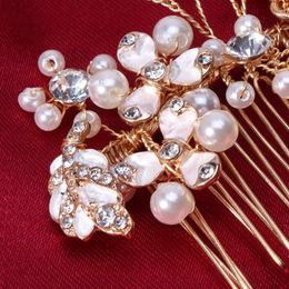 Bride Pearl Comb Hairpins Headwear Rhinestone Women For Wedding Jewelry Handmade 19QC Hair Clips & Barrettes