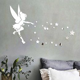 Wall Stickers Kid Room Protection Acrylic Mirror Paste Bedroom Decoration Living Decorate Angel Star Small Fairy TW113