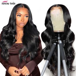 Ishow Body Wave Brazilian Full Lace Human Hair Wigs Natural Color Lace Front Wig for Women Girls All Ages 8-26inch Peruvian Malaysian