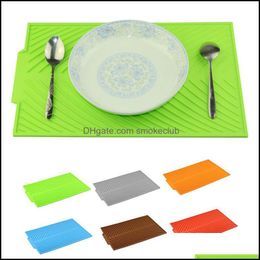 Mats & Pads Table Decoration Aessories Kitchen, Dining Bar Home Garden Sile Placemat Premium Heat Resistant Drying Mat Cup Pad Dinnerware Ta