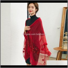 Wraps Hats, Scarves & Gloves Fashion Aessories Drop Delivery 2021 Autumn And Winter Silk Wool Womens Warm Scarf Factory Direct Supply Dual-Us