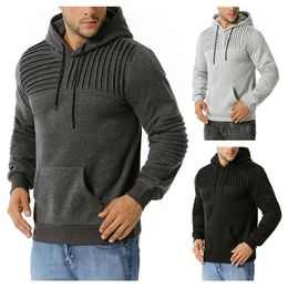 Solid Sweatshirt Mens Long Sleeve Hoodies Men Striped Pleated Wrinkled Sweatshirts Casual Oversized Pullover Jacket 210524