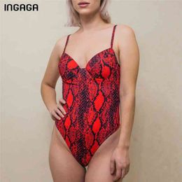 INGAGA Push Up Swimsuit Swimwear Women Leopard Bathing Suits U-back Women's Swimsuits Fused High Cut Beachwear 210712