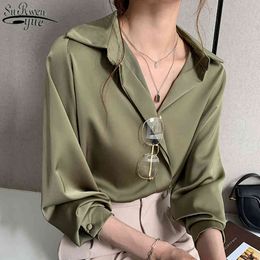 Autumn Plus Size Loose Shirt Korean Fashion Women's Clothing Long Sleeve Silk Solid Blouse Feminine Top Female 11193 210427