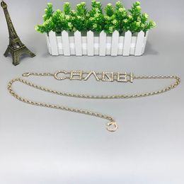 Womens Chain Belt Pearl Diamonds Waistband Designer Golden Sliver Metal Belts Letters Luxury Waist Girdle Weote
