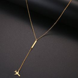 Stainless Steel Necklaces Fashion Aircraft Choker Necklace For Women Pendant On Neck Chocker Stick Metal Chain Jewellery